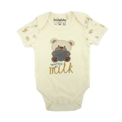 Trendyvalley Organic Cotton Short Sleeve Romper Milk Bear
