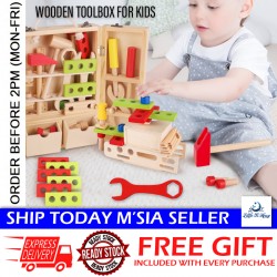 [Little B House] Wooden Simulation Tool Box Set Nut Disassembly & Assembly Toys Mainan Alat Pembinaan - BT107