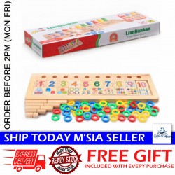 [Little B House] Teaching Logarithmic Board with Rainbow Donuts Kids Counting Montessori Toy Mainan Nombor -BT136