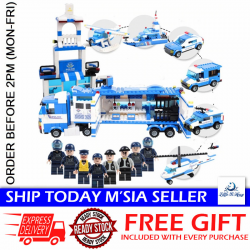 [Little B House] City Police Mobile Command Center Helicopter 8 in 1 Building Blocks Bricks 警察积木 Blok Polis -BT184