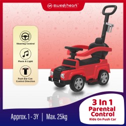 Sweet Heart Paris 3 in 1 Ride On Car With Control From Push Bar(Red)