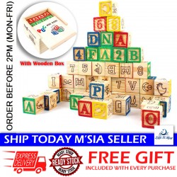 [Little B House] Education 27/48pcs ABC Printing Blocks Puzzle Toys with Storage Box Kiub Abjad - BT268