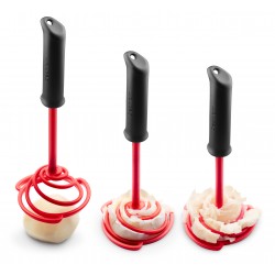Dreamfarm Smood Lite, One-Handed Nylon Spring Coil Vegetable and Potato Masher with Soft Grip and Bowl Scraper(Red)