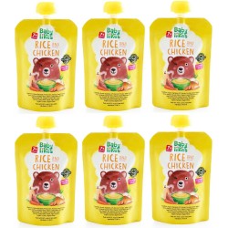 Baby Likes Rice and Chicken 6 pouches of 130 grams - Halal Chicken with Organic Vegetables for 7+ months 