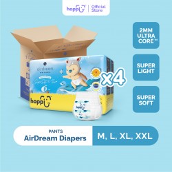 [CARTON] Hoppi AirDream Baby Diaper Pants M44/L38/XL32/XXL28 (4 Packs) 2mm Ultracore Technology
