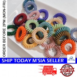 Little B House Spiral Hair Tie Anti-Telephone line Elastic Hair Tie Hair Ring Headbands 电话线发圈 Pengikat Rambut - H72