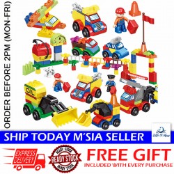 Little B House Police Traffic Car Big Size Building Blocks With Road Baseplate Mainan Blok Besar - BT189