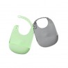 Silicone Bib Set of 2 - Grey/Keylime