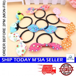 [Little B House] Korean Elastic Hair Band Rabbit Bunny Hair Tie Ponytail Elastic Hair Rope 蝴蝶结 发圈 Getah Rambut Comel-H31