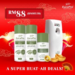 CNY Deals - Eucapro Purifier Set - Auto Air Purifier Dispenser + Metered Spray 170G + x2 Eucalyptus Spray 200G