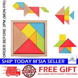 Little B House Large Wooden Tangram Jigsaw Puzzle Mind Developmental Montessori Toy Brain Training 七巧板 Mainan Bayi - BT70