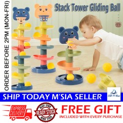 Little B House Baby Rolling Ball Pile Tower Rotating Stacking Toy For Kids 投篮叠叠乐 Mainan Menara Bola Kanak-kanak - BT60