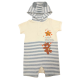 Trendyvalley Organic Cotton Short Sleeve Short Pant Baby Romper With Hat Bear (Grey Stripe)