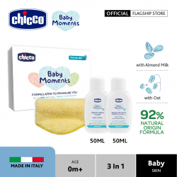 Chicco Baby Moments Travel Set (Chicco Baby Moments Gentle Body Wash & Shampoo 50ml + Body Lotion 50ml + Handkerchief)