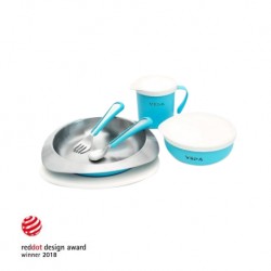 Viida Souffle Antibacterial Stainless Steel Kids Tableware Set - Baby Blue