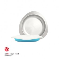 Souffle Antibacterial Stainless Steel Plate - Baby Blue