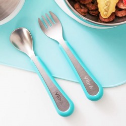 Viida Souffle Antibacterial Stainless Steel Fork & Spoon Set (S) - Lemon Yellow
