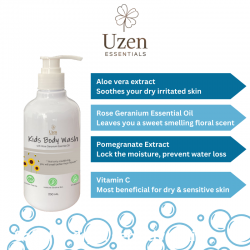 Uzen Essentials Kids Body Wash with Rose Geranium Essential Oil 250ml