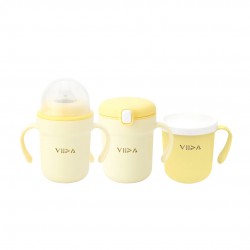 Viida Souffle Antibacterial Stainless Steel 3-Stage Training Cup Set - Lemon Yellow