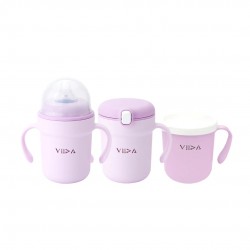 Viida Souffle Antibacterial Stainless Steel 3-Stage Training Cup Set - Cosmic Mauve