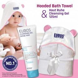 Bundle Set EUBOS Baby Hooded Towel (Pink) & EUBOS Haut Ruhe Cleansing Gel 125ml