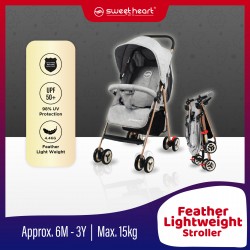 Sweet Heart Paris Lightweight Compact Size Baby Stroller Pram Jogger with 8 EVA Wheels (Grey)