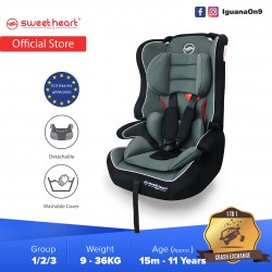 Sweet Heart Paris CS257 Group 123 2 in 1 Detachable Safety Booster Car Seat  (Black Grey) Assurance with JPJ Approved MIROS and 