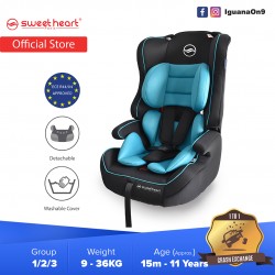 Sweet Heart Paris CS257 Group 123 2 in 1 Detachable Safety Booster Car Seat  (Black Teal) Assurance with JPJ Approved MIROS and 
