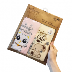 Trendyvalley Organic Cotton Short Sleeve Short Pant Baby Romper 2 in 1 Gift Set (Pink Set)