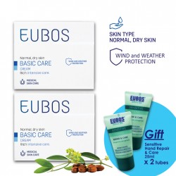 Eubos Basic Care Cream 100ml x2 FREE Hand Repair & Care 25ml x2