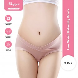 Shapee Low Waist Maternity Briefs (3pcs) - Maternity Underwear, V-shaped Design, pregnant panty, low waist panty