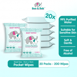 20x10pcs Baby Hand Mouth Wipes / Cleaning Wet Tissue | Alcohol-free, fragrance-free wipe / Tisu Basah Bayi