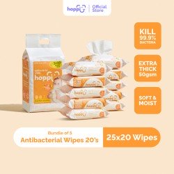 [CARTON] Hoppi Premium Baby Antibacterial Wipes (20 Wipes x 25 Packs)
