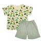 Trendyvalley Organic Cotton Short Sleeve Short Pant Green Dino