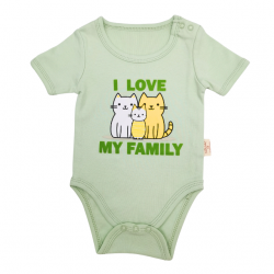 Trendyvalley Organic Cotton Short Sleeve Baby Romper （ I Love My Family )