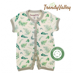 Trendyvalley Organic Cotton Short Sleeve Short Pant Baby Romper (Spring Bloosom)
