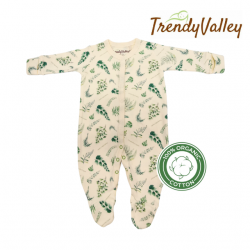 Trendyvalley Organic Cotton Long Sleeve Long Pant Baby Romper (Spring Blossom)