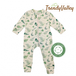 Trendyvalley Organic Cotton Long Sleeve Zip Romper (Spring Blossom)