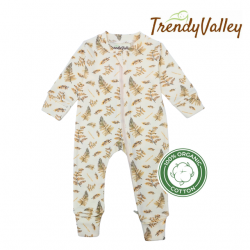 Trendyvalley Organic Cotton Long Sleeve Zip Romper (Amber Autumn)