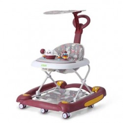 OTOMO Premium 3 in 1 Baby Walker with Music Rocking Function Premium Quality with Handle Sunshade for Indoor & Outdoor BH806-RED