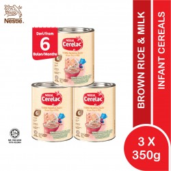 Nestle Cerelac Infant Cereals with Milk Brown Rice & Milk 3 x 350G (6 Months+)