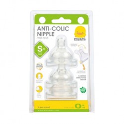 Piyo Piyo Wide Neck Anti Colic Nipple Round Hole (Size S) - 3pcs