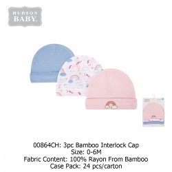 Hudson Baby Bamboo Interlock Caps (3\'s/Pack) 00864