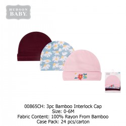 Hudson Baby Bamboo Interlock Caps (3\'s/Pack) 00865