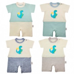Trendyvalley Organic Cotton Short Sleeve Short Pant Baby Romper (Dinosaur)