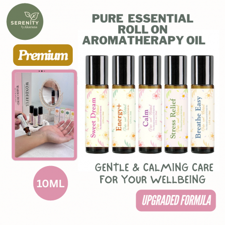 10ml Pure Essential Roll On Natural Aromatherapy Oil for Kids & Adult Upgraded Formula 纯真香精油 Essential Oil Roller (Sweet Dream)