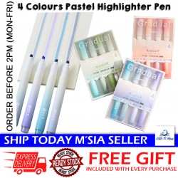 [Little B House] 4pcs Eye Protect Gradual Highlighter Pastel Marker Pen Writing Drawing Key Points Stationery -ST22