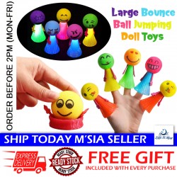 [Little B House] LED Light Up Bouncy Emoji Jumping Toy Squeezing Bounce Mini Sensory Toys 发光弹跳跳跳人玩具 Mainan Mini -BT413