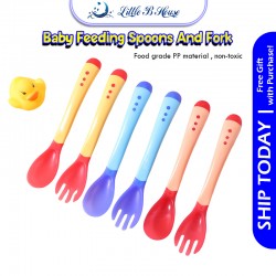 [Little B House] Baby Heat Sensing Spoon Baby Fork Feeding Baby Utensils 宝宝汤匙 Sudu Baby Garpu Baby - BKM21