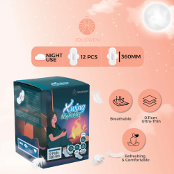 Joliewen Breathable Ultra-Thin Anti-Bacteria X-Wing Night Use Sanitary 12 Pads Stock Clearance Exp:08/2025